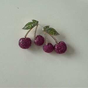 BaubleBar Pink and Green Cherry Earrings